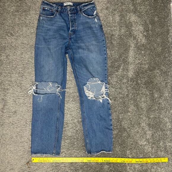 Abercrombie & Fitch Women's Size 6 / 28 The Dad High Rise Curve Love Button FLY - Picture 1 of 8